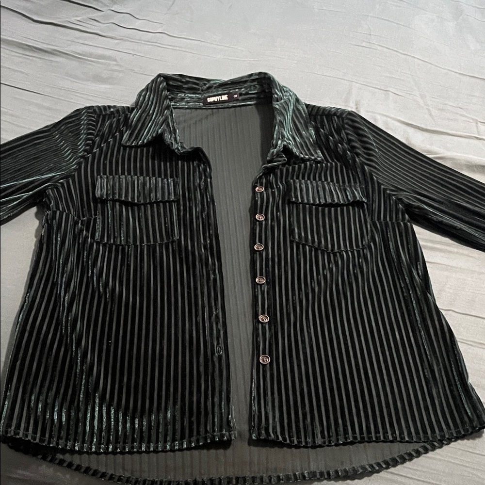 Black Velvet Button Down Shirt